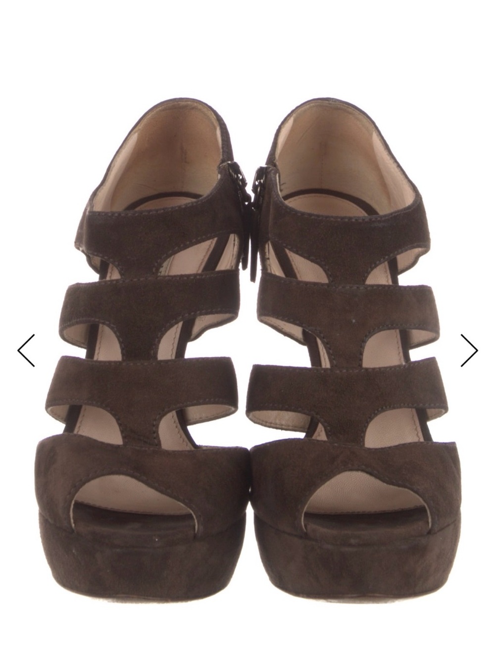 Prada Brown Suede Multi-Strap Platform Sandals